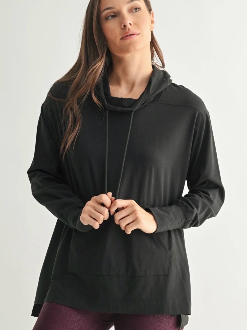 Mono B Black Long-Sleeve Hooded Pullover